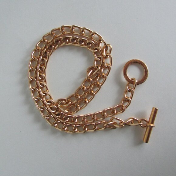 Toggle Clasp Curb Link Eloxal Gold Tone Metal Vintage Belt Chic Retro Belt - Picture 1 of 11